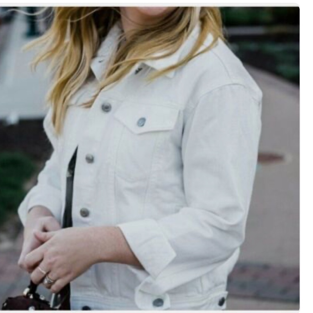 Everlane Womens Size M  Essential White Denim Jean Jacket Modern